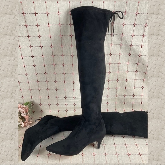 Sam Edelman “Kristie” Black Faux Suede Over the Knee Boots Low Heel PreLoved 8 - Picture 3 of 7